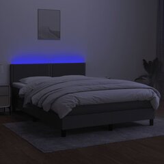 vidaXL atsperu gulta ar matraci, LED, tumši pelēks audums, 140x190 cm цена и информация | Кровати | 220.lv