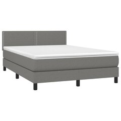 vidaXL atsperu gulta ar matraci, LED, tumši pelēks audums, 140x190 cm cena un informācija | Gultas | 220.lv