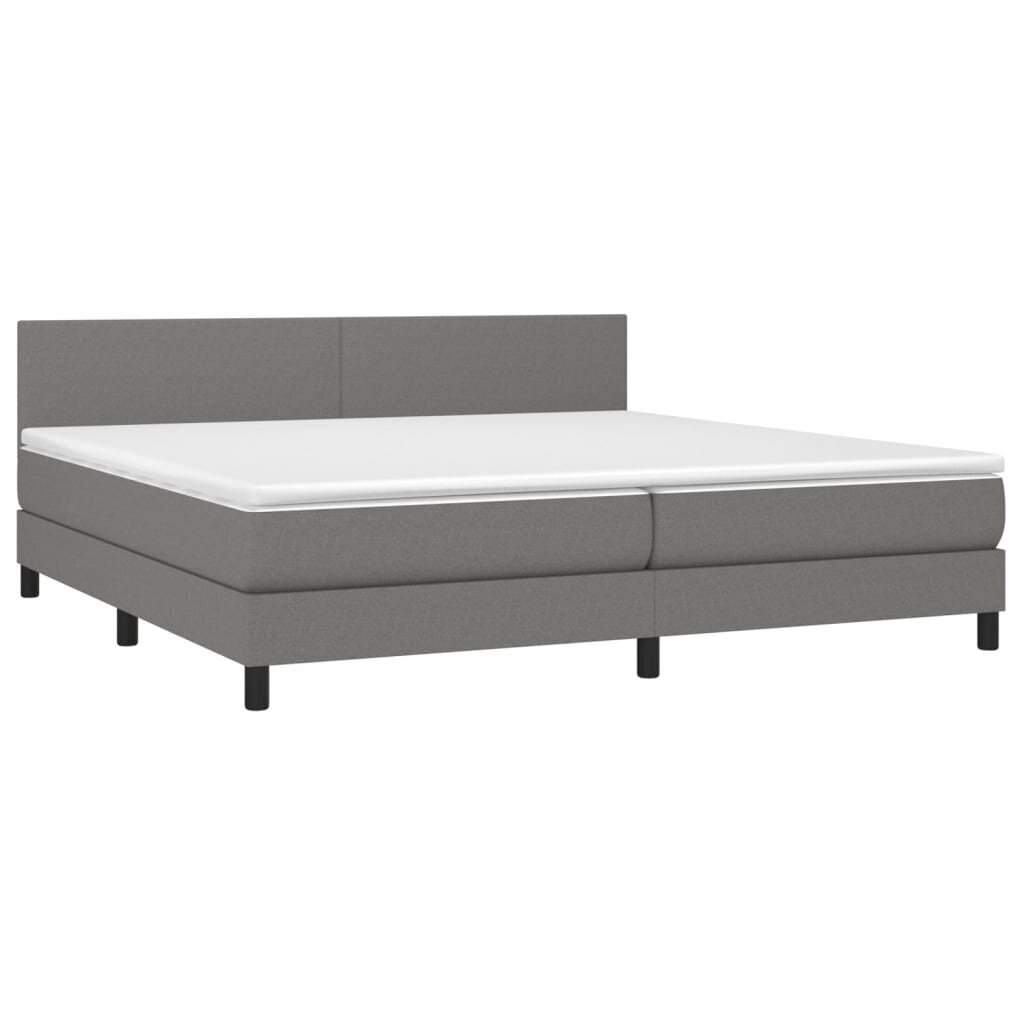 vidaXL atsperu gulta ar matraci, LED, tumši pelēks audums, 200x200 cm цена и информация | Gultas | 220.lv