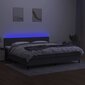 vidaXL atsperu gulta ar matraci, LED, tumši pelēks audums, 200x200 cm цена и информация | Gultas | 220.lv