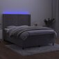 vidaXL atsperu gulta ar matraci, LED, gaiši pelēks samts, 140x190 cm цена и информация | Gultas | 220.lv