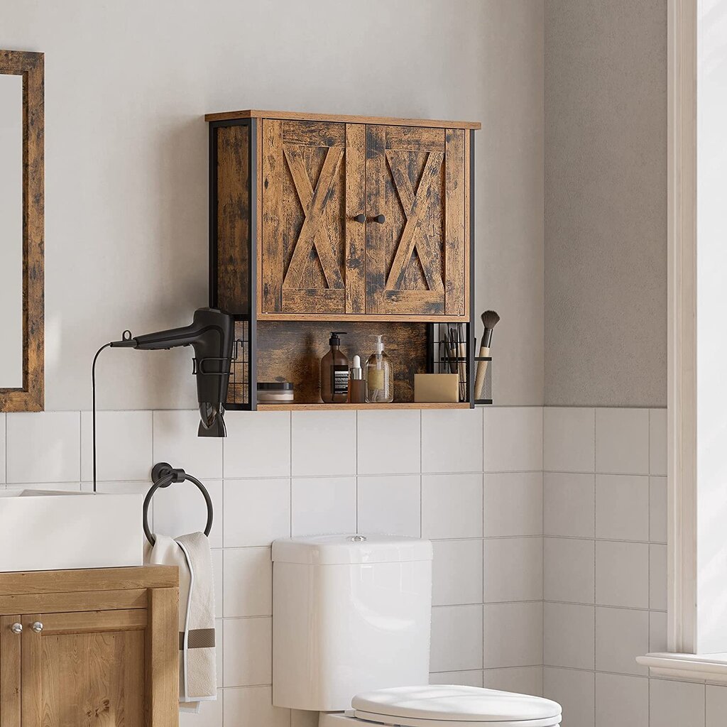 Vintage stila pie sienas stiprināms vannas istabas skapis cena un informācija | Vannas istabas skapīši | 220.lv