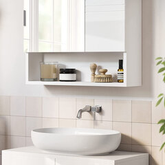 Зеркальный шкаф 54 х 15 х 55 см, белый цена и информация | Шкафчики для ванной | 220.lv
