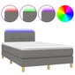 vidaXL atsperu gulta ar matraci, LED, tumši pelēks audums, 120x200 cm cena un informācija | Gultas | 220.lv