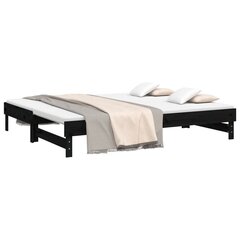 Izvelkama gulta, melna, 2x(90x200)cm, priedes masīvkoks cena un informācija | Gultas | 220.lv