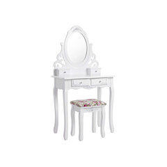 Tualetes galdiņš ar spoguli un ķeblīti, balts cena un informācija | Kosmētikas galdiņi | 220.lv
