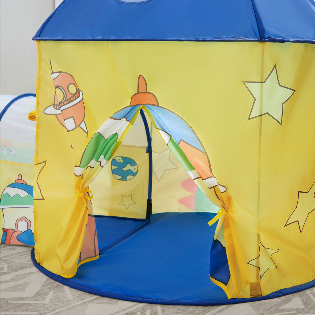 3-in-1 rotaļu telts bērniem, dzeltena/zila cena un informācija | Bērnu rotaļu laukumi, mājiņas | 220.lv