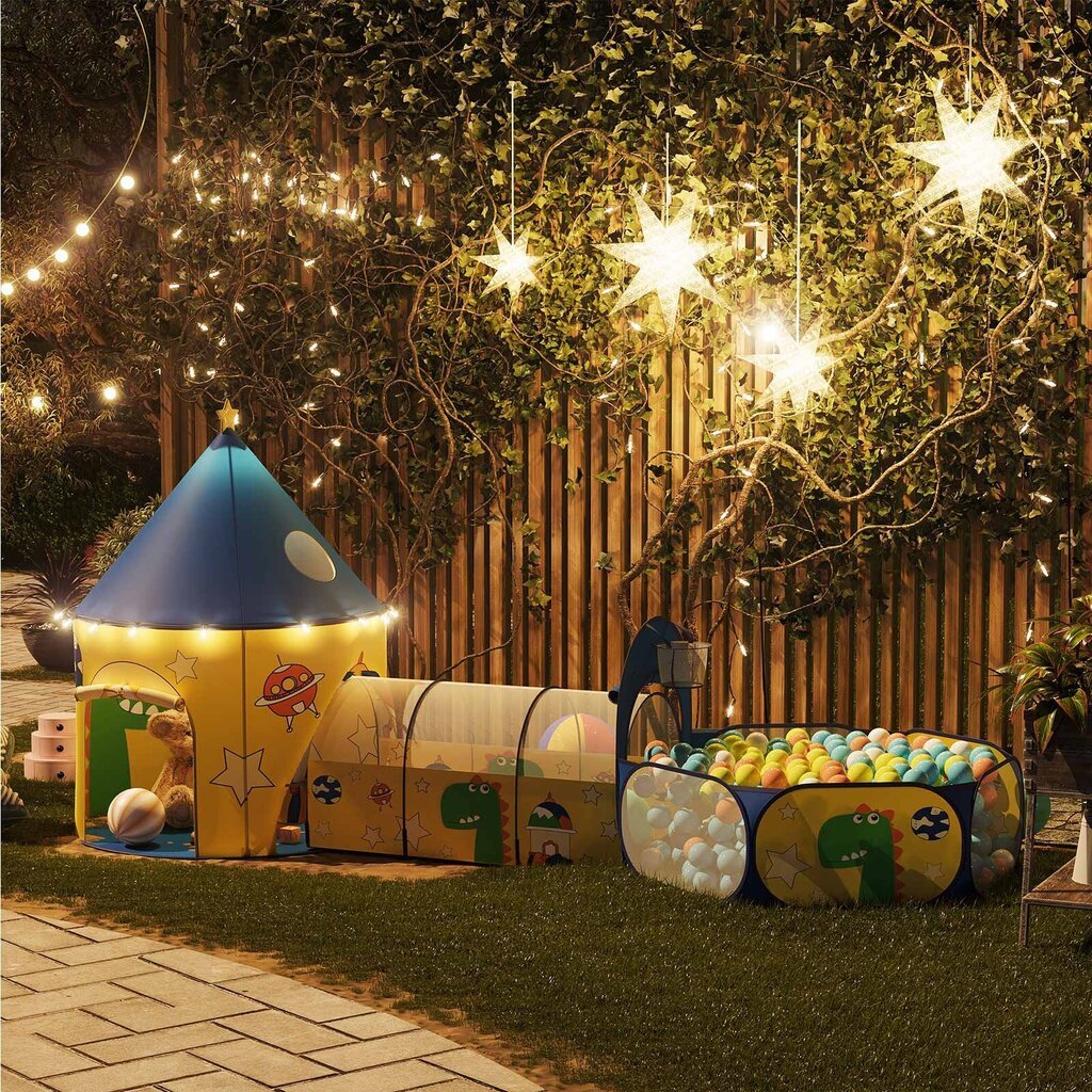 3-in-1 rotaļu telts bērniem, dzeltena/zila cena un informācija | Bērnu rotaļu laukumi, mājiņas | 220.lv