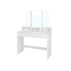 Tualetes galdiņš ar nolokāmu spoguli un 2 atvilktnēm, balts cena un informācija | Kosmētikas galdiņi | 220.lv