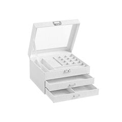 Juvelierizstrādājumu kastīte ar spoguli JBC158W01, balta krāsa cena un informācija | Interjera priekšmeti | 220.lv