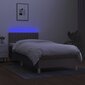vidaXL atsperu gulta ar matraci, LED, pelēkbrūns audums, 90x200 cm cena un informācija | Gultas | 220.lv