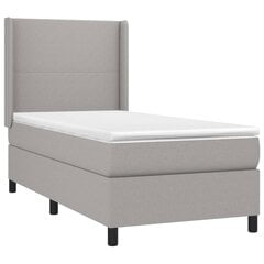 vidaXL atsperu gulta ar matraci, LED, gaiši pelēks audums, 90x200 cm cena un informācija | Gultas | 220.lv
