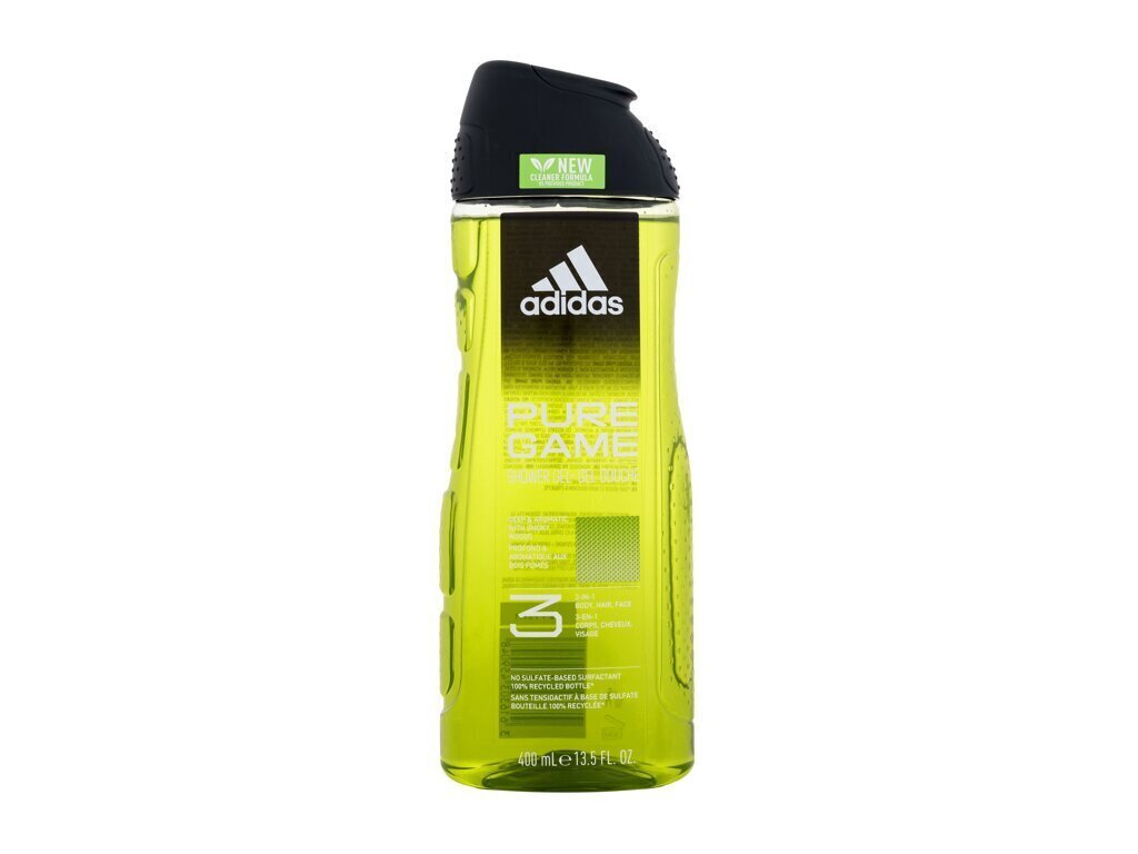 Dušas želeja vīriešiem Adidas Pure Game 3in1, 400 ml цена и информация | Dušas želejas, eļļas | 220.lv