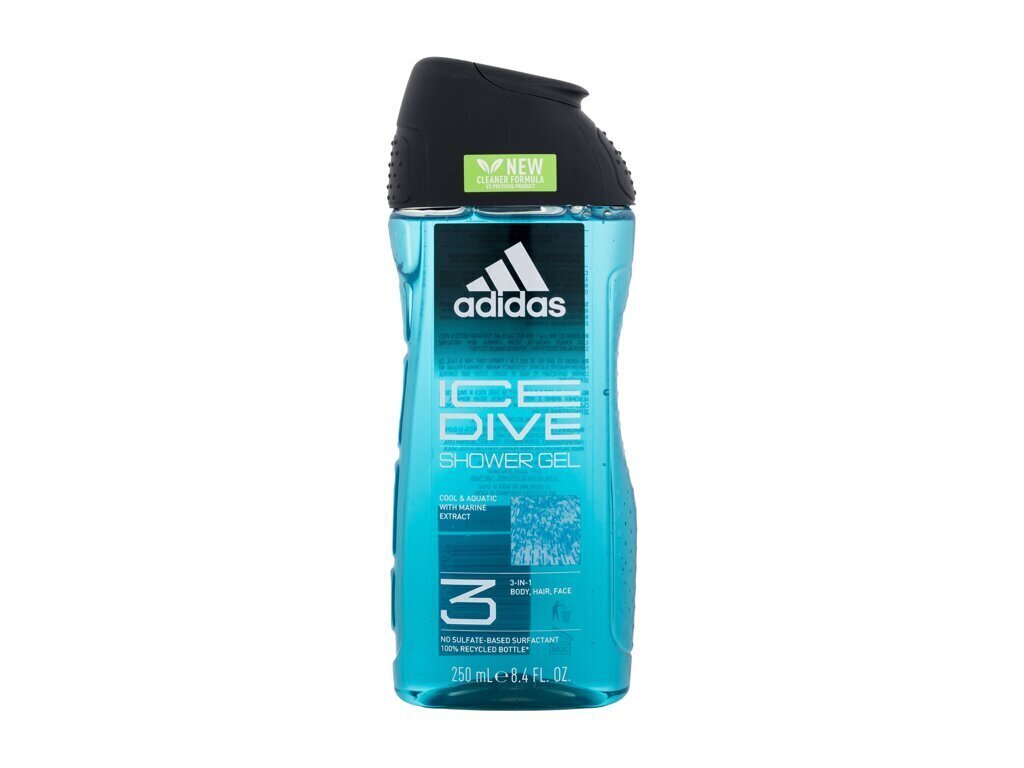 Dušas želeja vīriešiem Adidas Ice Dive, 250 ml cena un informācija | Dušas želejas, eļļas | 220.lv
