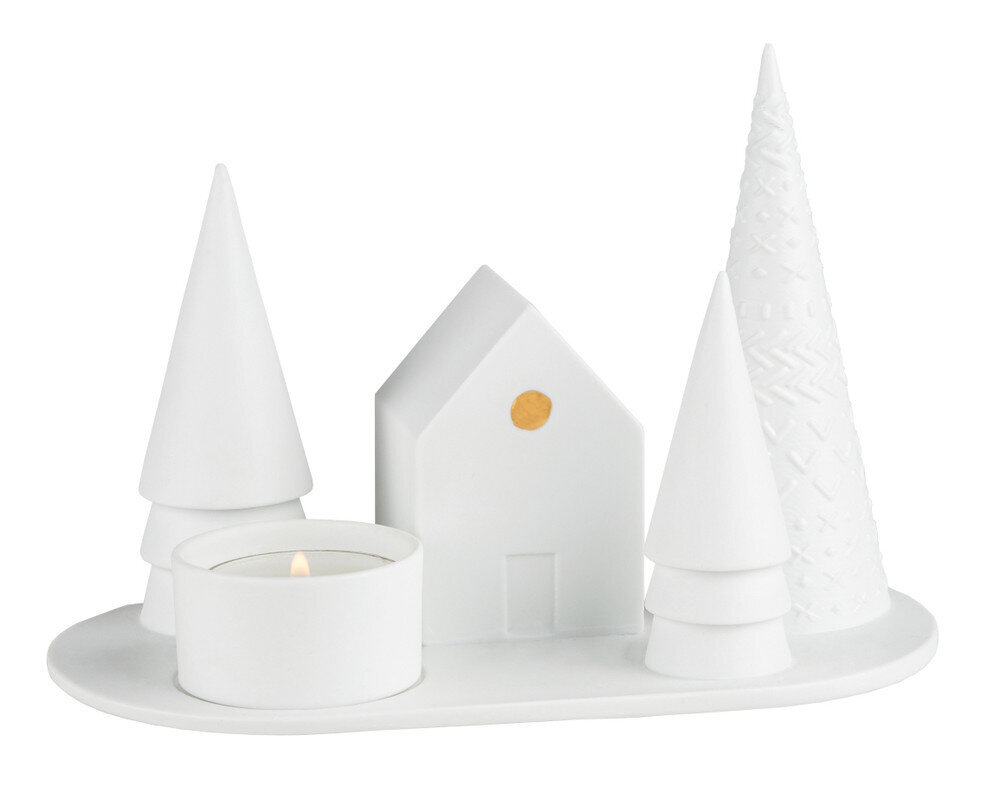 Porcelāna svečturis, māja - meža māja, 18x10x12 cm cena un informācija | Sveces un svečturi | 220.lv