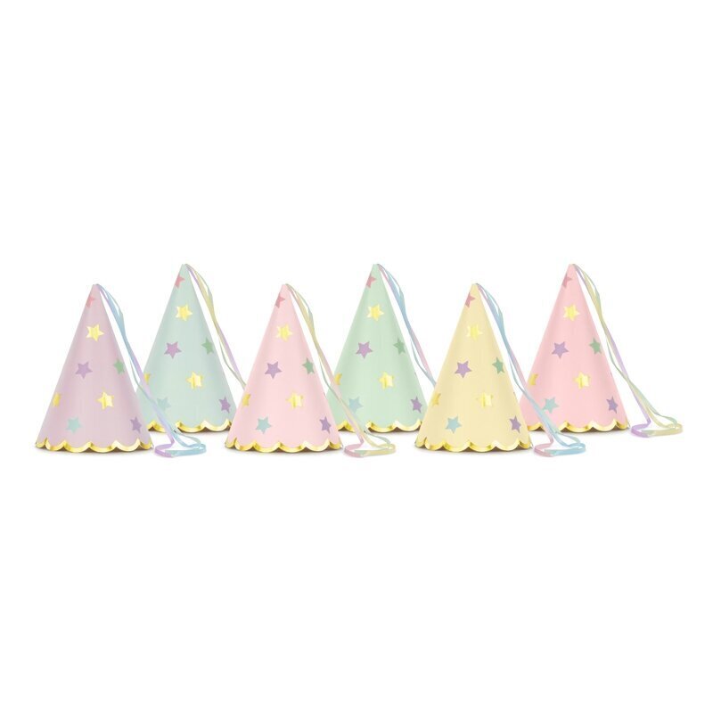 Svētku cepures Pastel zvaigznes, 6 gab цена и информация | Svētku dekorācijas | 220.lv