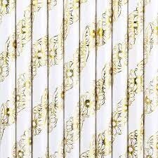 Papīra salmiņi baltzelts ar ziediem 19,5 cm 10 gab цена и информация | Праздничная одноразовая посуда | 220.lv