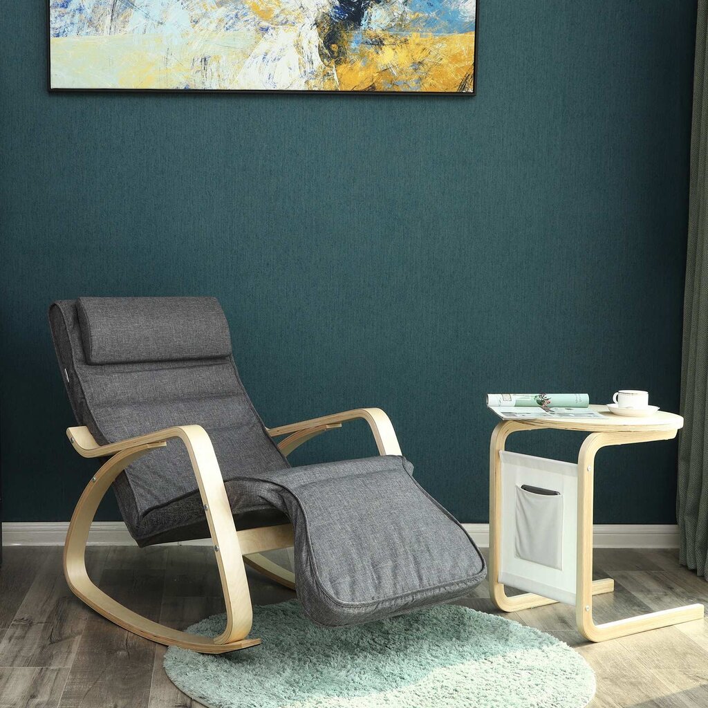 Šūpuļkrēsls ar regulējamu kāju balstu LYY42GYZ, tumši pelēkā krāsā цена и информация | Atpūtas krēsli | 220.lv