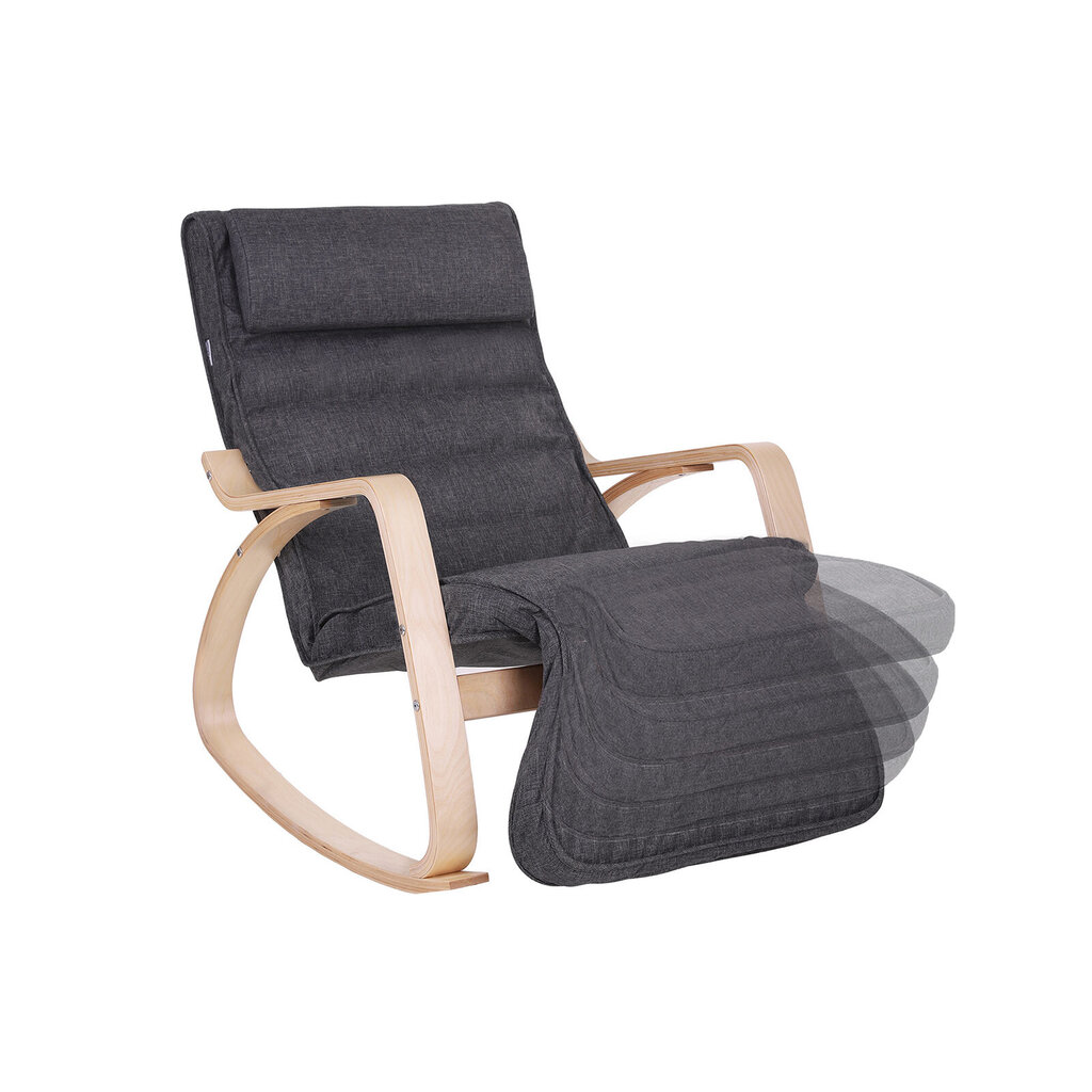 Šūpuļkrēsls ar regulējamu kāju balstu LYY42GYZ, tumši pelēkā krāsā cena un informācija | Atpūtas krēsli | 220.lv