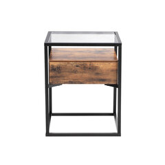 Stikla sānu galds LET04BX, brūns/melns цена и информация | Журнальные столики | 220.lv