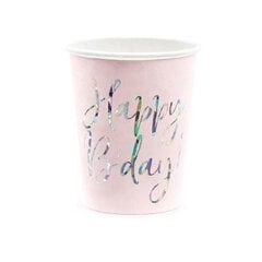Бумажные стаканчики PartyDeco Happy B’day, 0.22 л, 6 шт. цена и информация | Праздничная одноразовая посуда | 220.lv