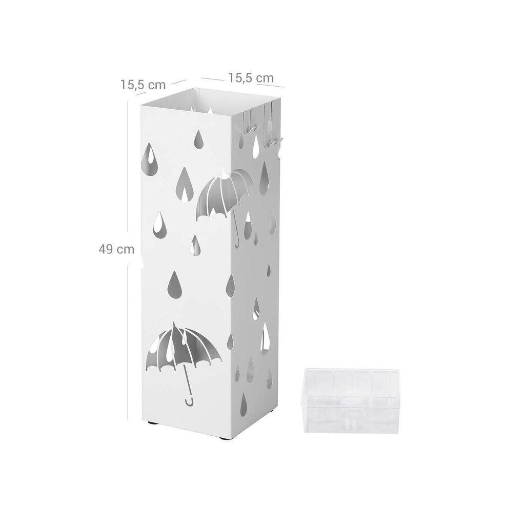 Statīvs lietussargiem 15,5 x 15,5 x 49 cm., balts cena un informācija | Interjera priekšmeti | 220.lv