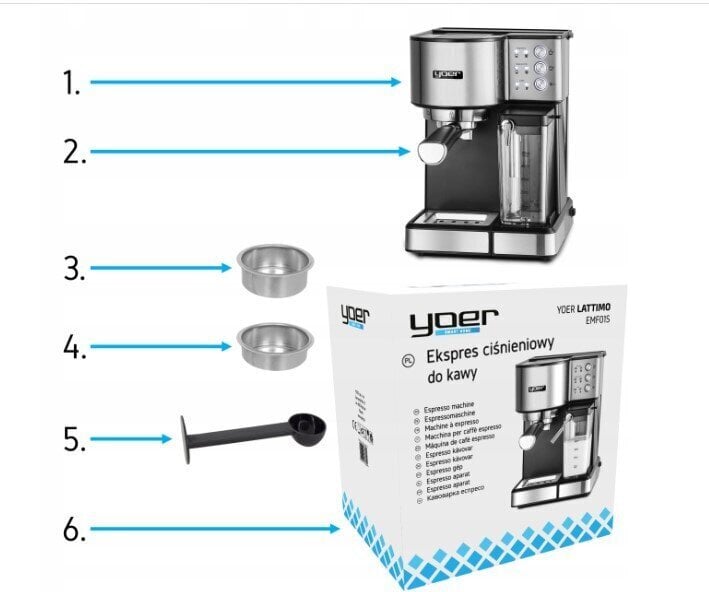 Yoer Lattimo EMF01S cena un informācija | Kafijas automāti | 220.lv