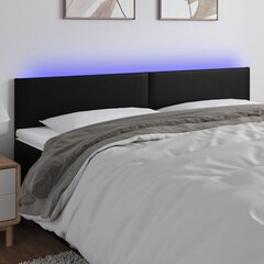 vidaXL gultas galvgalis ar LED, 180x5x78/88 cm, melna mākslīgā āda cena un informācija | Gultas | 220.lv