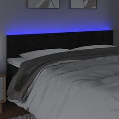 vidaXL gultas galvgalis ar LED, 180x5x78/88 cm, melns samts cena un informācija | Gultas | 220.lv