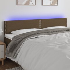 vidaXL gultas galvgalis ar LED, 180x5x78/88 cm, tumši brūns audums цена и информация | Кровати | 220.lv