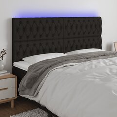 vidaXL gultas galvgalis ar LED, 180x7x118/128 cm, melns audums cena un informācija | Gultas | 220.lv