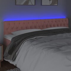 vidaXL gultas galvgalis ar LED, 180x7x78/88 cm, rozā samts cena un informācija | Gultas | 220.lv