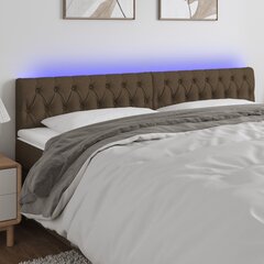 vidaXL gultas galvgalis ar LED, 180x7x78/88 cm, tumši brūns audums cena un informācija | Gultas | 220.lv