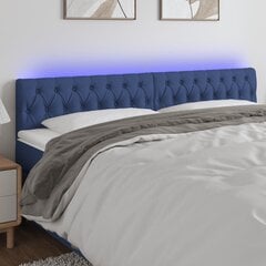 vidaXL gultas galvgalis ar LED, 180x7x78/88 cm, zils audums cena un informācija | Gultas | 220.lv