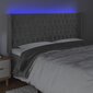 vidaXL gultas galvgalis ar LED, 183x16x118/128 cm, gaiši pelēks samts цена и информация | Gultas | 220.lv