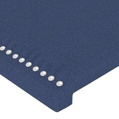 vidaXL gultas galvgalis ar LED, 183x16x118/128 cm, zils audums cena un informācija | Gultas | 220.lv