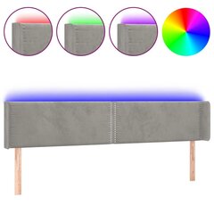 vidaXL gultas galvgalis ar LED, 183x16x78/88 cm, gaiši pelēks samts цена и информация | Кровати | 220.lv