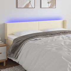 vidaXL gultas galvgalis ar LED, 183x16x78/88 cm, krēmkrāsas cena un informācija | Gultas | 220.lv