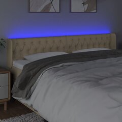 vidaXL gultas galvgalis ar LED, 183x16x78/88 cm, krēmkrāsas audums cena un informācija | Gultas | 220.lv