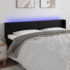 vidaXL gultas galvgalis ar LED, 183x16x78/88 cm, melna mākslīgā āda cena un informācija | Gultas | 220.lv