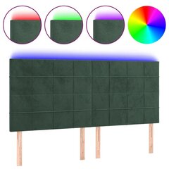 Galvas klājs ar LED vidaXL, Velvet, 200x5x118/128cm, tumši zaļa cena un informācija | Gultas | 220.lv