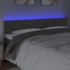 vidaXL gultas galvgalis ar LED, 200x5x78/88 cm, tumši pelēks samts цена и информация | Кровати | 220.lv