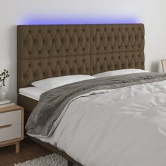 vidaXL gultas galvgalis ar LED, 200x7x118/128 cm, tumši brūns audums cena un informācija | Gultas | 220.lv