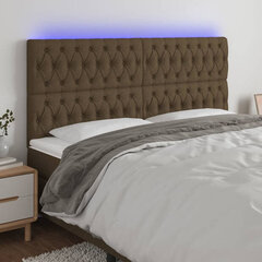 vidaXL gultas galvgalis ar LED, 200x7x118/128 cm, tumši brūns audums cena un informācija | Gultas | 220.lv