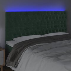 vidaXL gultas galvgalis ar LED, 200x7x118/128 cm, tumši zaļš samts цена и информация | Кровати | 220.lv