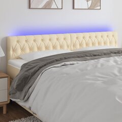 vidaXL gultas galvgalis ar LED, 200x7x78/88 cm, krēmkrāsas audums cena un informācija | Gultas | 220.lv