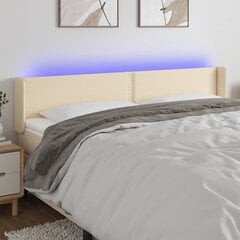 vidaXL gultas galvgalis ar LED, 203x16x78/88 cm, krēmkrāsas audums cena un informācija | Gultas | 220.lv