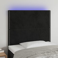 vidaXL gultas galvgalis ar LED, 80x5x118/128 cm, melns samts цена и информация | Кровати | 220.lv