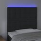 vidaXL gultas galvgalis ar LED, 80x5x118/128 cm, melns samts цена и информация | Gultas | 220.lv