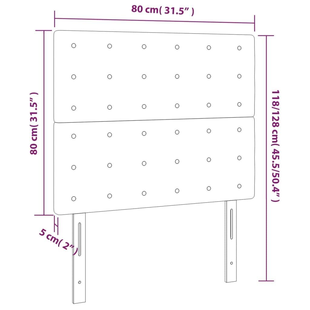 vidaXL gultas galvgalis ar LED, 80x5x118/128 cm, melns samts cena un informācija | Gultas | 220.lv